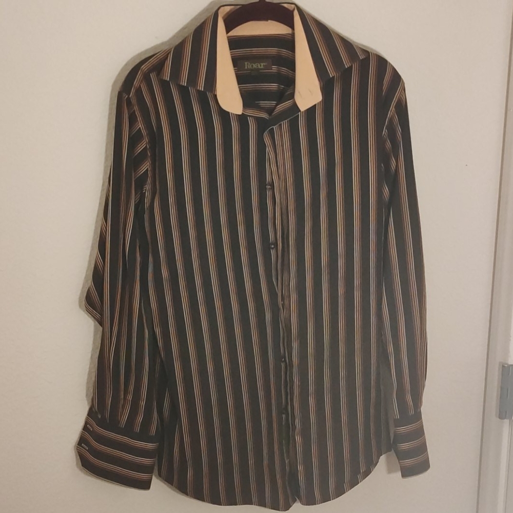 Roar Dress Striped Button Up Shirt
